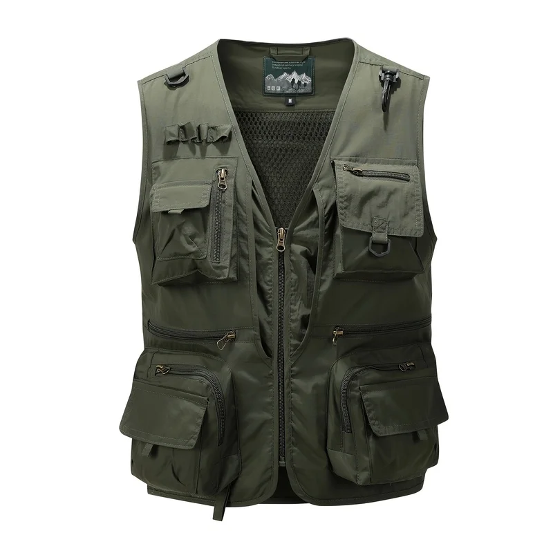 Autumn and Summer Outdoor Multi-pocket Fishing Vest Functional Tactical Vest for Men Motorcycle Woman Biker Patches Mesh