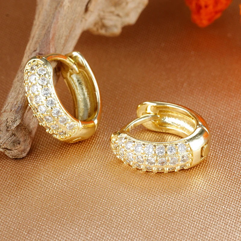 رائعة لوحة الذهب هوب أقراط للنساء الكلاسيكية الملونة تشيكوسلوفاكيا زركونيا ثقب الأقراط امرأة الإكسسوارات والمجوهرات بالجملة #2