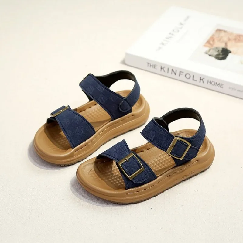 2026 Summer New Children Sandals Fashion College Style Boys Girls Soft Bottom Sandals Simple Solid Color Kids Sandals