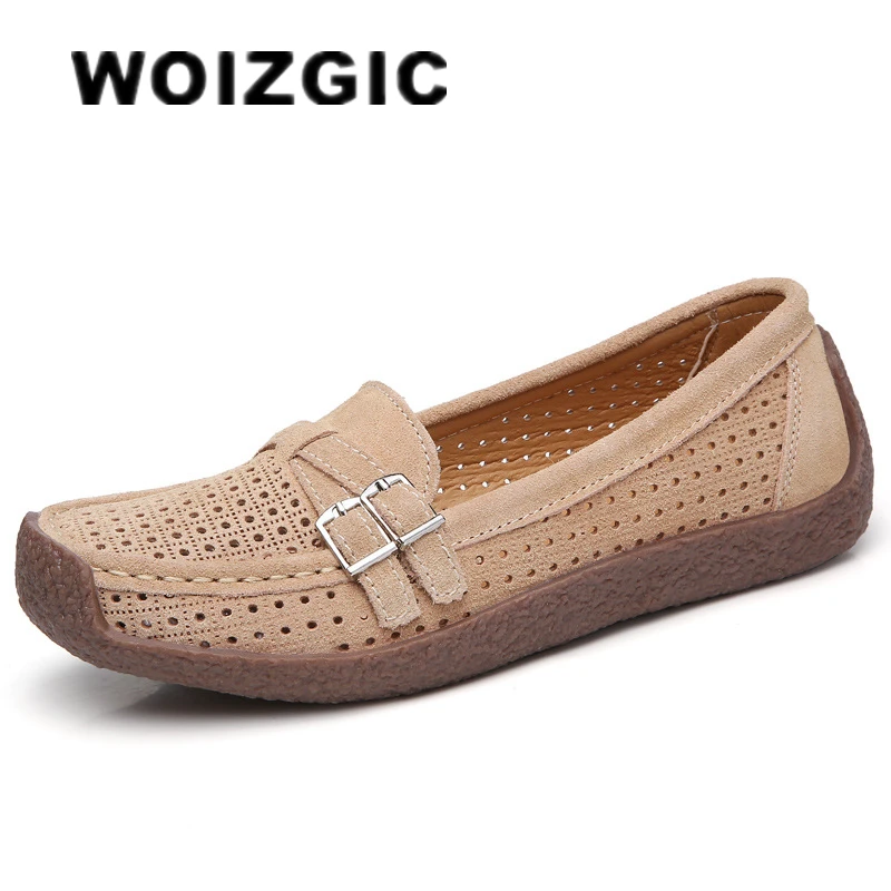 

WOIZGIC Women's Female Ladies Mother Shoes Sandals Platform Flats Slip On Hollow Summer Cool Moccasins Vulcanized Shoes 41 42