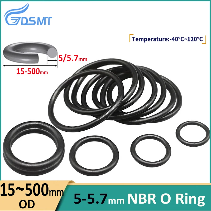 CS5.0mm/5.7mm OD15-495mm NBR Black O Ring Gasket Nitrile Rubber Corrosion Oil Resistant Seal Washer For Auto Hydraulic Component
