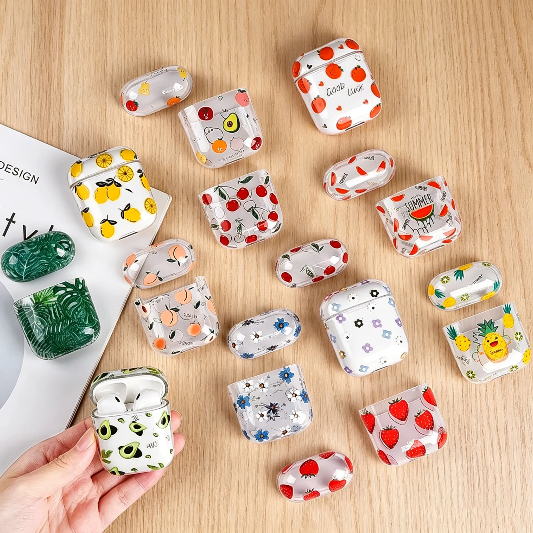 Cute Clear Earphone Case For Airpods Pro 3 1 2 4 Case Fruit Pattern Transparent Soft Silicone Cover For AirPods 4 Pro 3 Air Pods