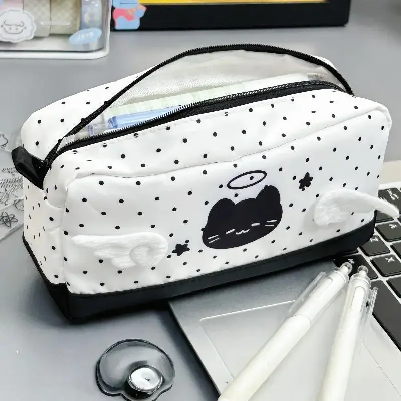 1Pcs Large Capacity Stationery Bag Cartoon Cute Cat Pencil Case Multi Functional Pen Bags Back To School Accessories Gift
