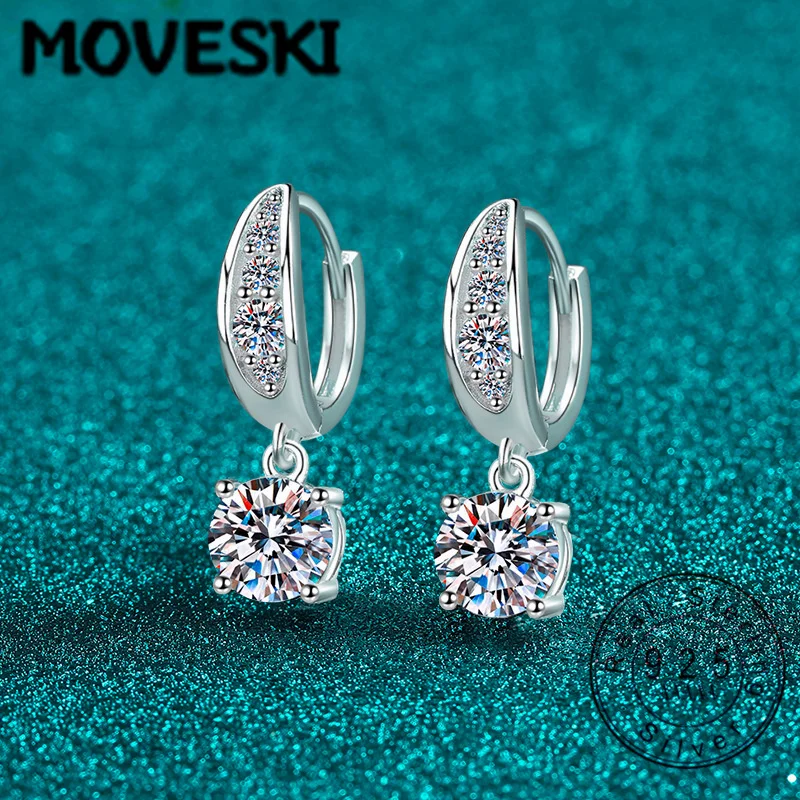 

Серьги-кольца из стерлингового серебра 925 пробы с муассанитами 1CT+1CT | Серьги-кольца с инкрустацией муассанитом для женщин