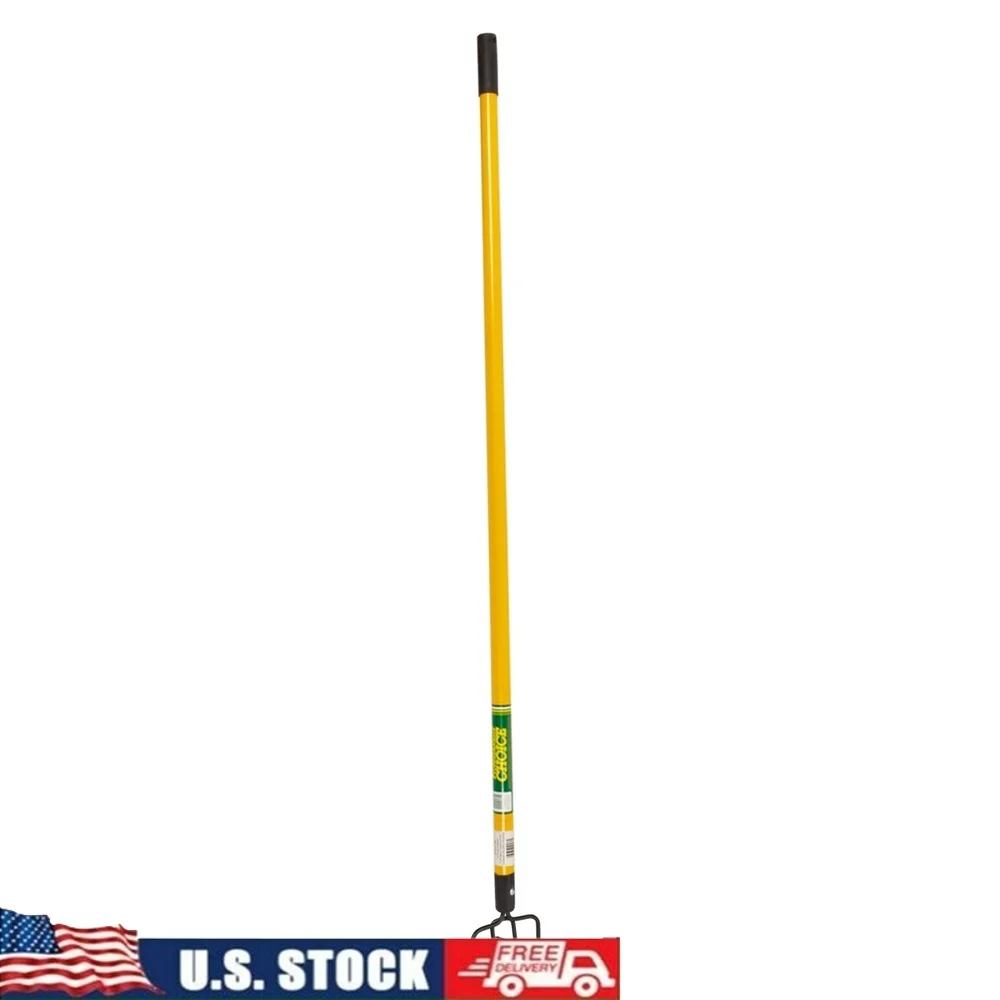 

54 Inch 4 Prong Fiberglass Cultivator Heavy Duty Steel Head Durable Gardening Tool with D Grip Handle Weeding Soil Prep