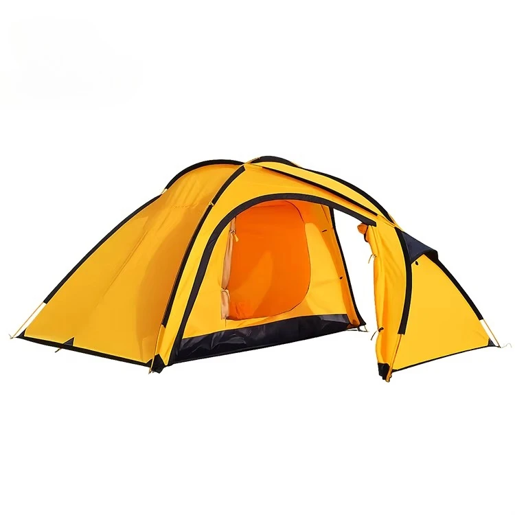 Portable aluminum windproof and waterproof camping tent 4-person tunnel tent
