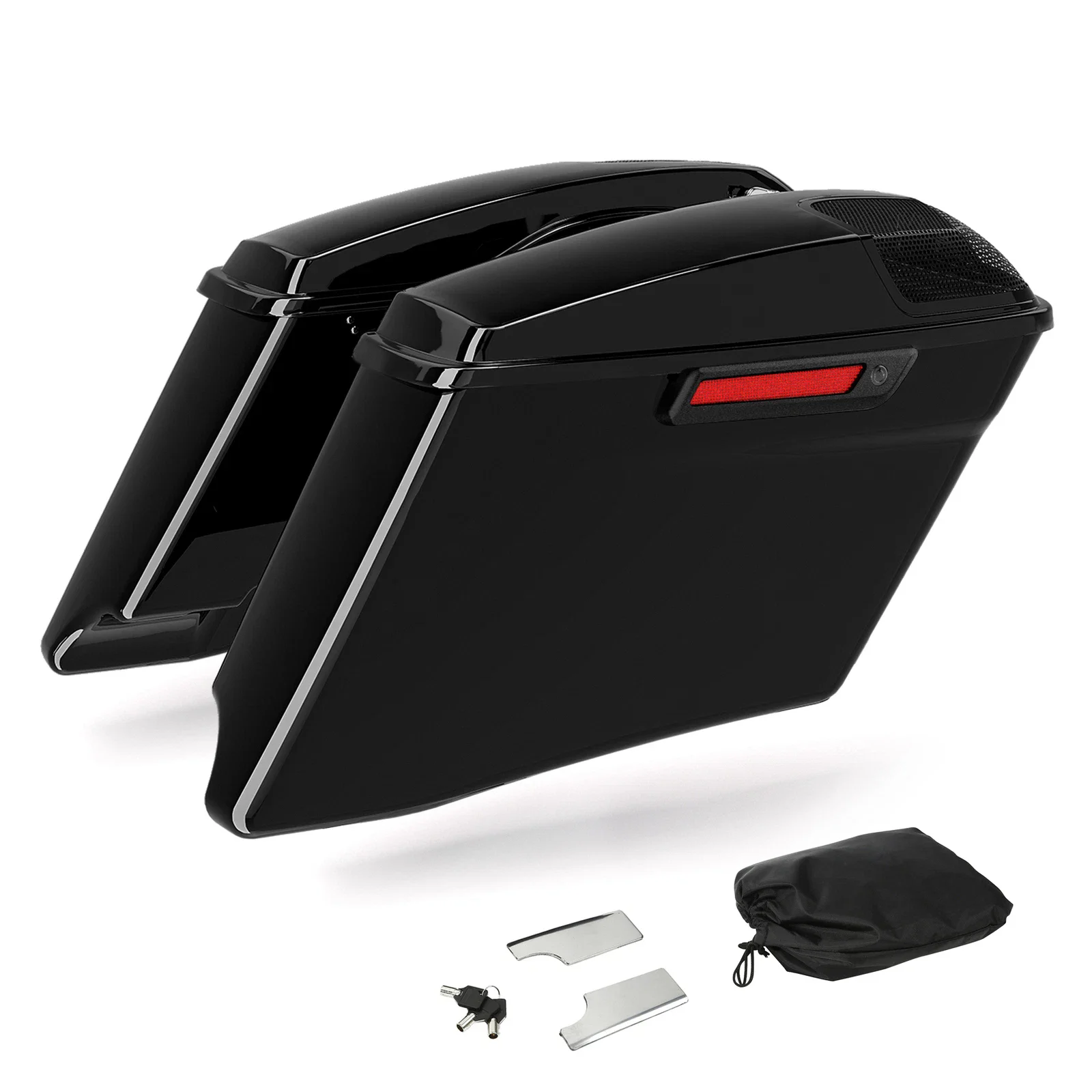

Motorcycle 4" Stretched Extended Saddlebags For Harley CVO Touring Street Road Glide 2014-2024 Gunship Gray
