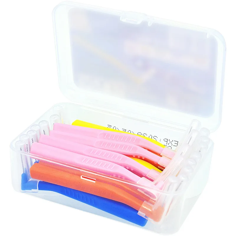 20pcs L shape Interdental brush For Orthodontic Braces Brackets Cleaning 0.6-1.5mm Micro Soft Brush Dental Flosser