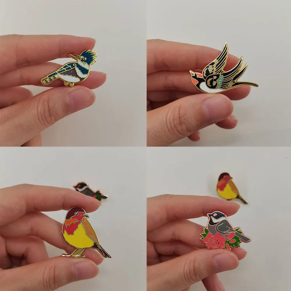 Cute Little Chubby Bird Badge Cartoon Animal Brooch Natural Wild Jewelry Backpack Decoration Accessories