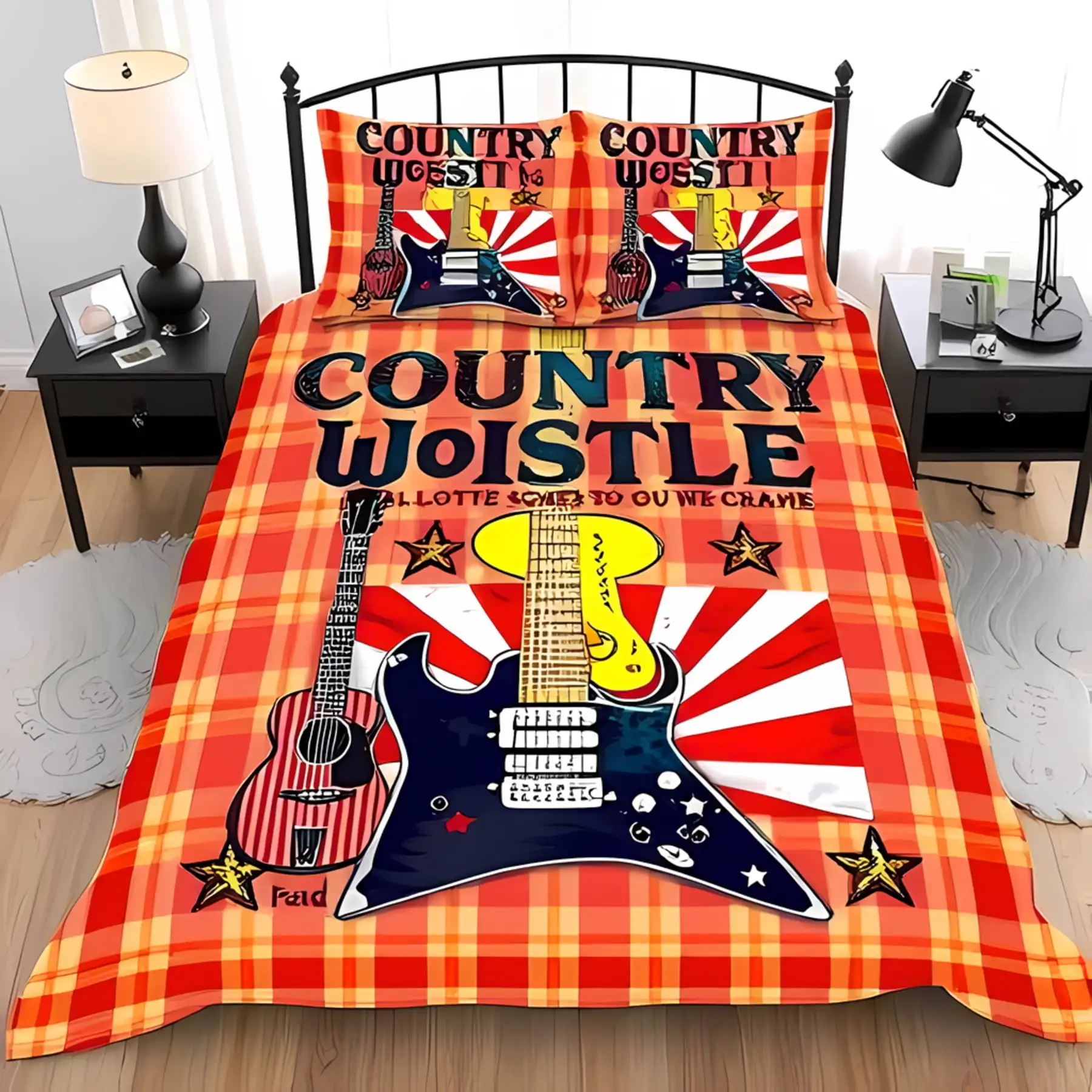 

Musical Guitar Duvet Cover Set Artistic Bedding for Music Lovers Suitable Children Kids and Adults Warm Soft and Breathable