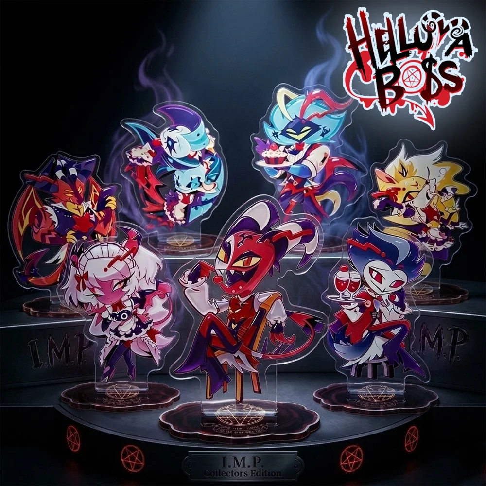 Helluva Boss Anime Acrylic Standee Keychain Full Set Blitzo Stolas Q Version Chibi Maid Series Kawaii Desktop Decor