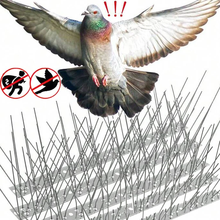 1/10pcs Effective Bird Repeller Garden Fence Roof Window Anti Bird Stainless Steel Spikes Pigeon Deterrent Spine Plastic Base