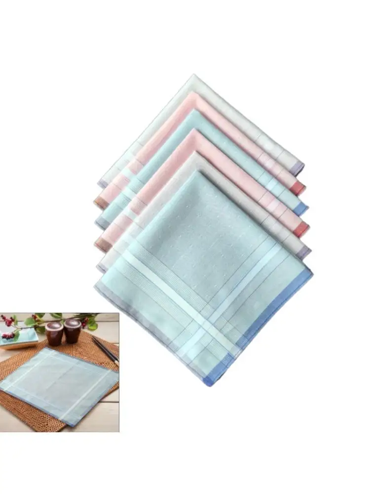 39BD 6PCS Handkerchief Towel Plain Bandanas for Male Square Kerchief Quick Drying Bandanas Handkerchief Pocket Towel 11.4''