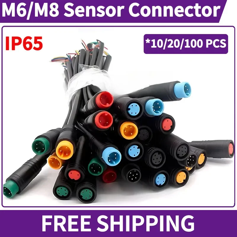 5/20/100 PCS Electric Bicycle Butt Joint Plug M6/M8 2/3/4/5/6P Julet Sensor Socket Male Female Ebike Display Cable Connector