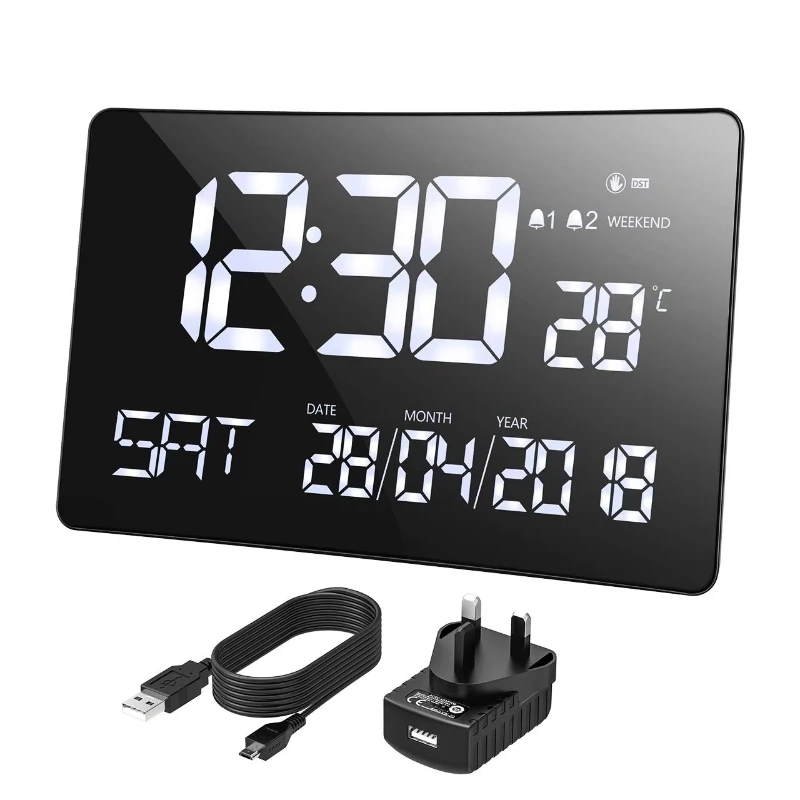 

Intelligent digital large LCD calendar display, electric desk wall alarm clock