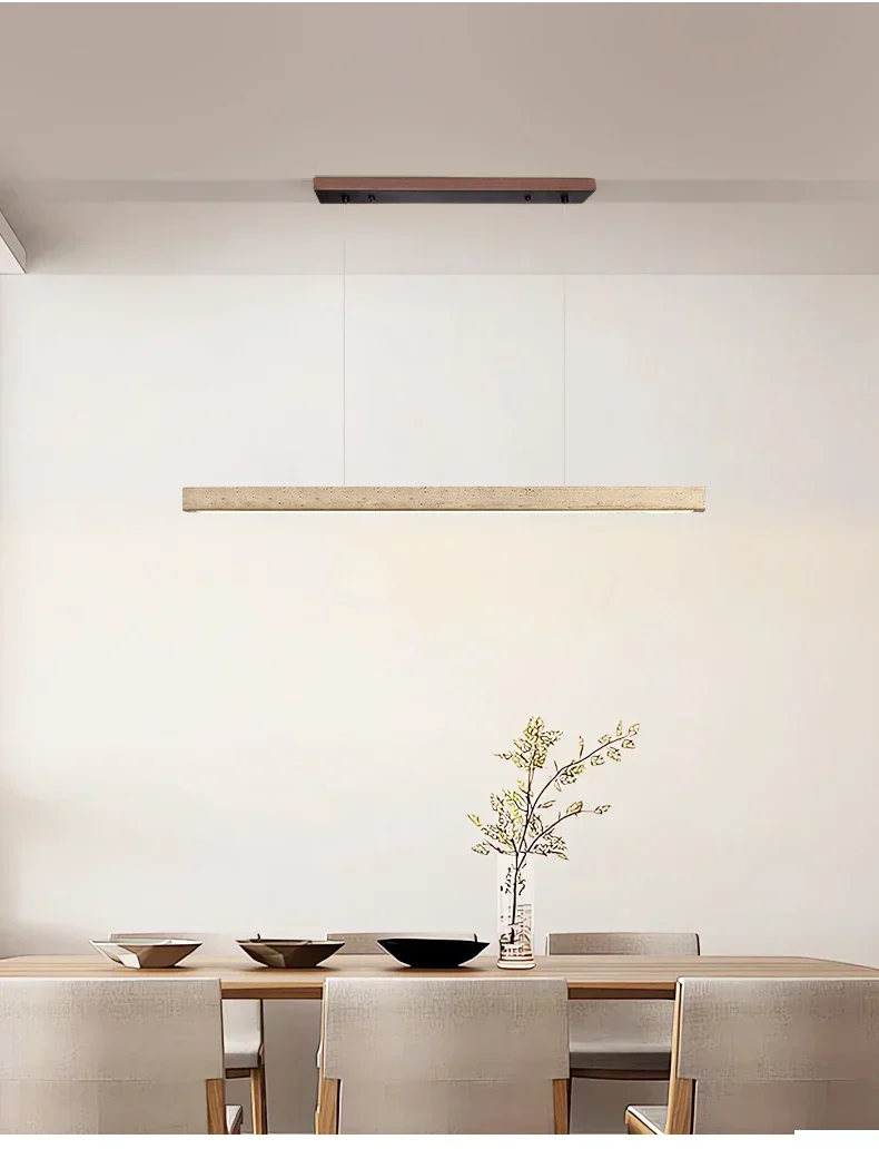 2026 Japanese Wabi Sabi Stone Long Strip Chandelier One Line Down Light Restaurant Living Room Office Study Table Light Fixture