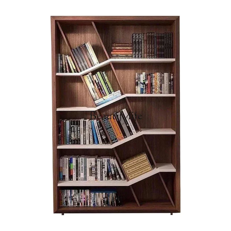 

ld 38 Italian light luxury solid wood bookcase simple study designer style multi-layer bookshelf locker