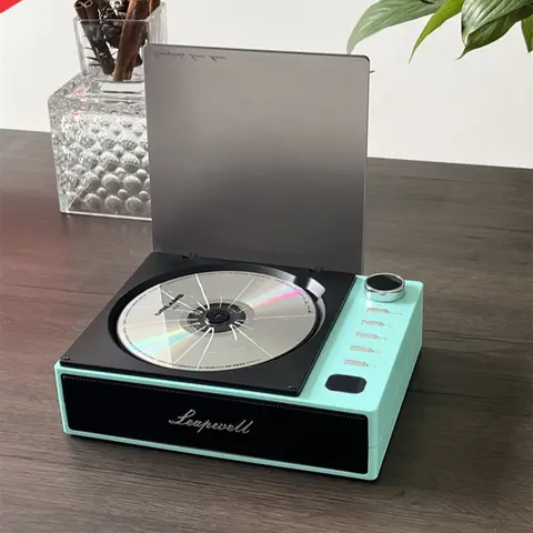 BYH-201 DVD 플레이어 무선 CD 기계 휴대용 레트로 디스크 앨범 CD 플레이어 이어폰 원격 제어 기능이있는 내장 스피커
