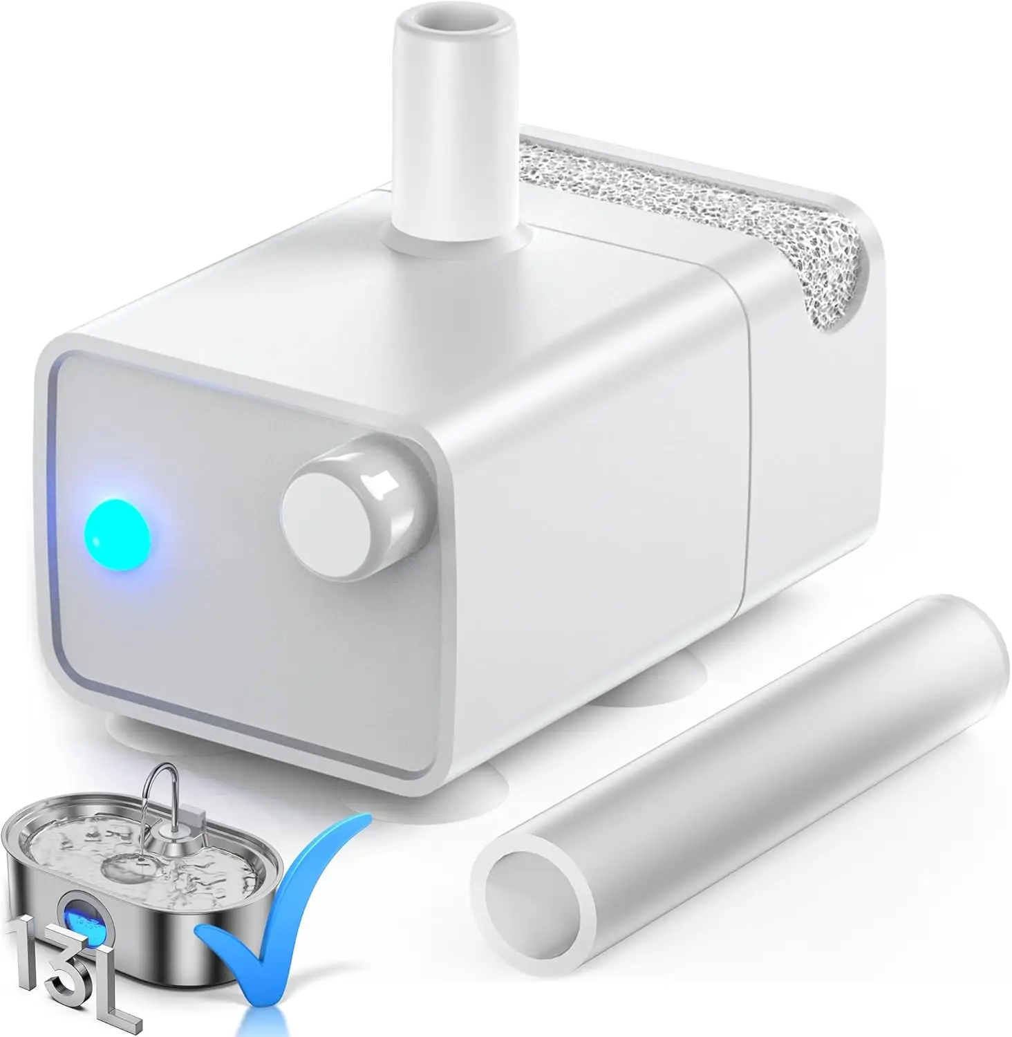 

3.4Gal Stainless Steel Dog Water Fountain for Large Dogs, 13L Automatic Pet Bowl with LED & Water Window