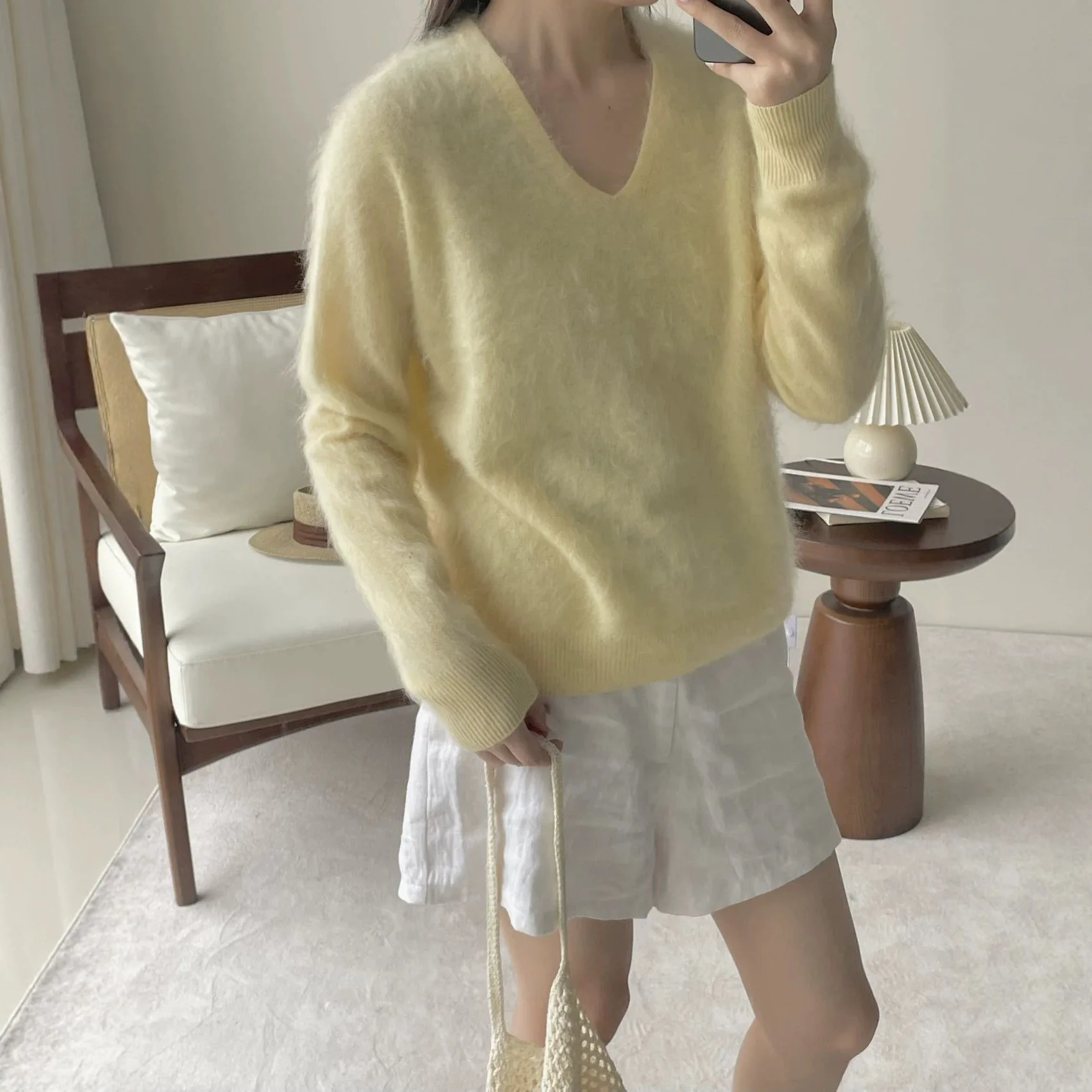 2026 autumn and winter basic style round neck pull-up sweater mulberry silk cashmere pull-up pullover wool sweater loose