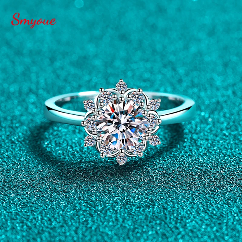 

Smyoue Sparkling GRA Certified Women Moissanite Wedding Rings Birthday Gift Lab Diamond Pure Sterling Silver Plated 18k Jewelry