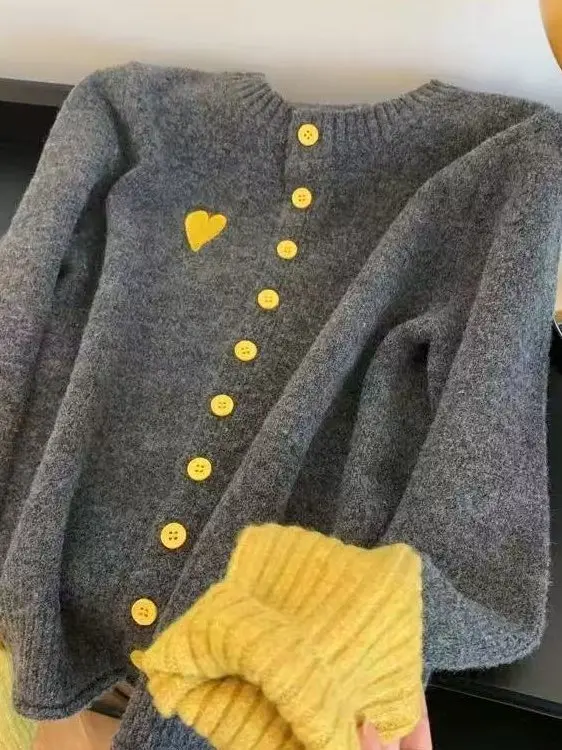 Cárdigan de punto coreano Sle Color Blo para mujer Otoño Invierno nuevo tamaño pequeño de lujo suave acogedor suéter Jaet Commute suelto...
