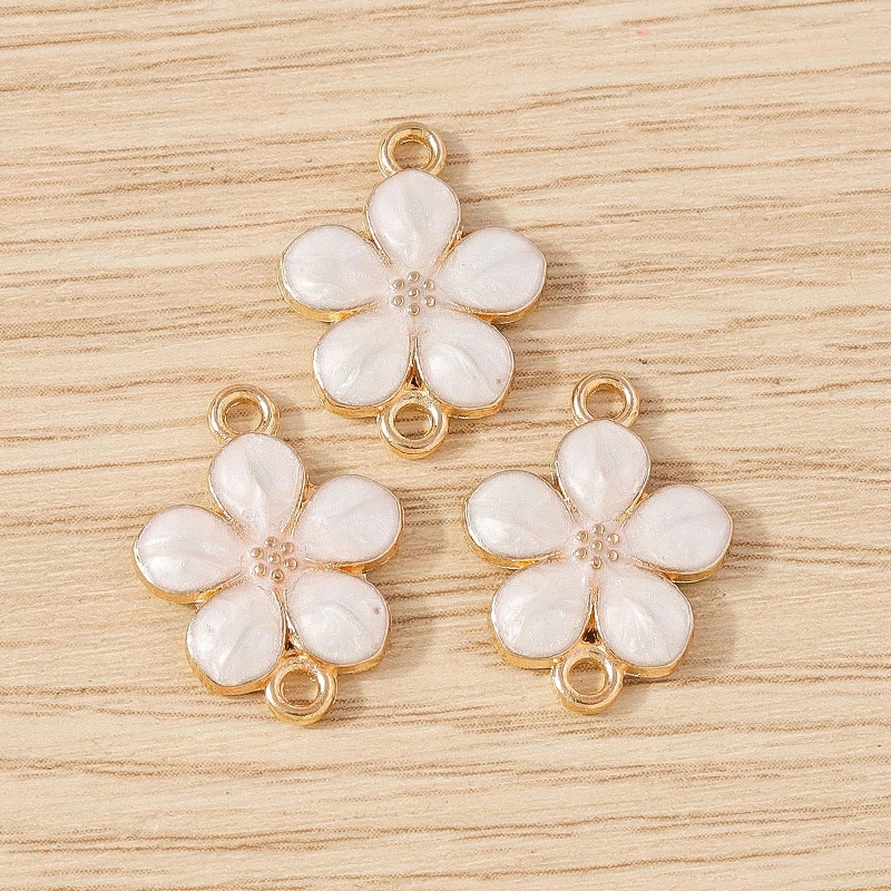 Tusember 20 Stück 14x18mm Bunte Emaille-Blumen-Charms-Verbinder für Schmuckherstellung, Armbänder, Halsketten, DIY-Handarbeitszubehör – Detail 3