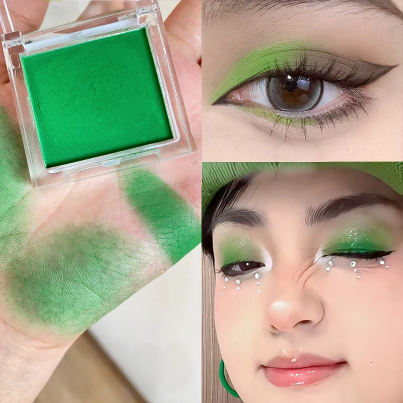 Mattgrünes, einfarbiges, weihnachtlich aufhellendes Lidschatten-Tablett für langanhaltendes, zartes Make-up, wie Rouge, für alle Hauttöne