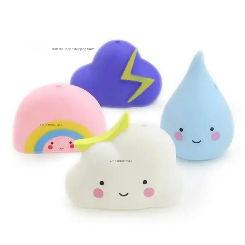 Creative Bath Weather Toy Soft Glue Bathroom Clouds Raindrop Rainbow Thunderstorm Shower Floating Play Water Educational Toy