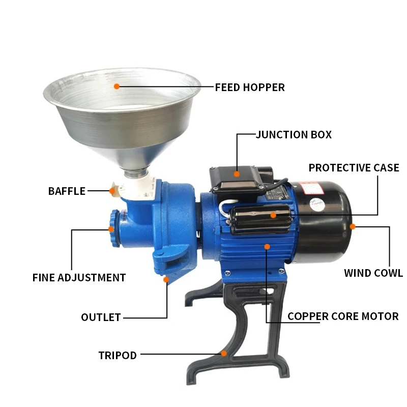 مطحنة الحبوب الكهربائية آلة طحن معجون السمسم الجاف الرطب ثنائي الغرض مطحنة متعددة الوظائف مطحنة الذرة الحبوب