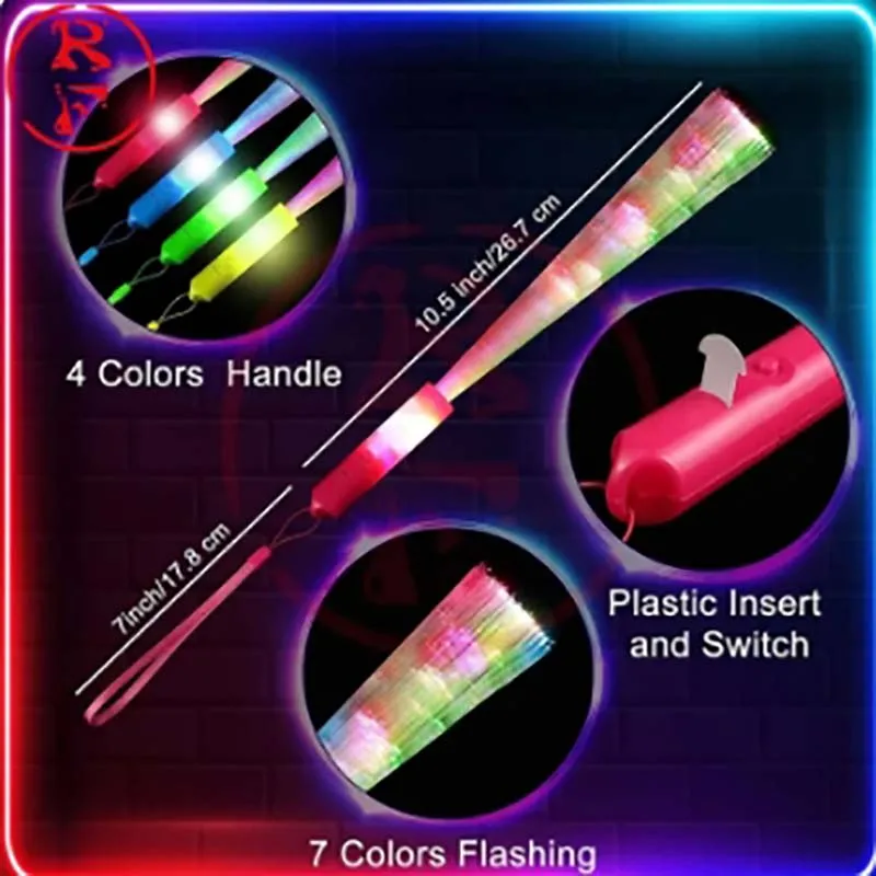 12/24Pcs/lot LED Glow Stick Colorful Fiber Glow Stick LED Toy Party Night Light Props Christmas Birthday Gift Wedding Party Gift