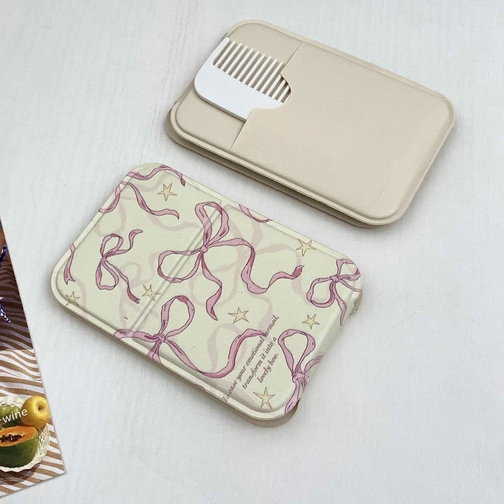 Miroir de bureau en cuir PU, mignon, fleur de tulipe, nœud papillon, cosmétique Compact, pliable, miroir de maquillage, chien délicat, chat