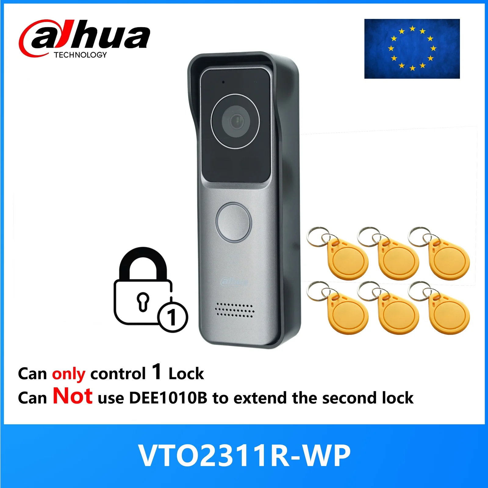 Image of Dahua multilingue VTO2311R-WP 802.3af PoE IP Villa Wi-Fi campanello, videocitofono, citofono IP, cloud P2P, stazione porta cod004