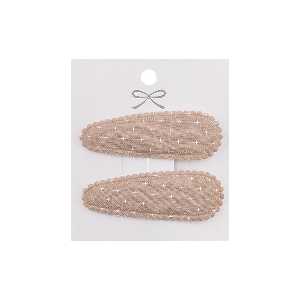 2pc Blumendruck 2 Zoll Basic Snap Baby Haar Tropfen Clips Spitze Stickerei Haar Klemme Pins Haarnadeln Baumwolle Plaid BB Haarspangen Mädchen – Detail 26