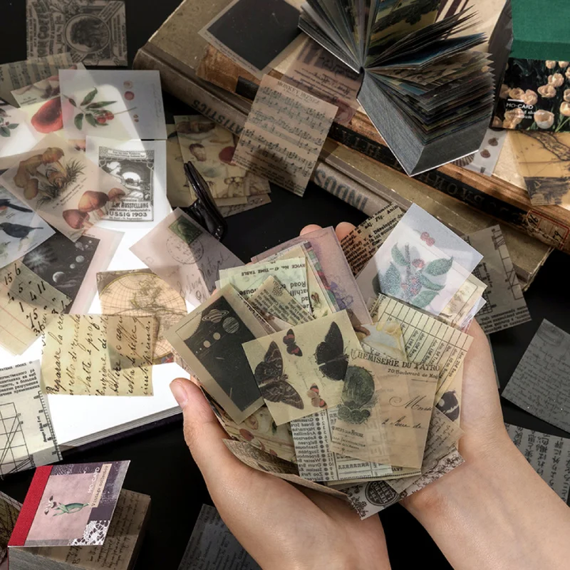 50-366pcs Craft Vintage Scrapbooking Paper Kawaii Art Junk Journal Deco Sticker Natural Collection DIY Material Paper