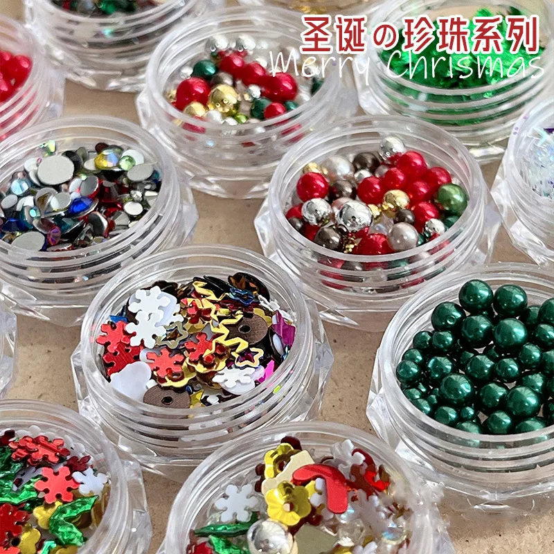 Yz resina série de natal encantos de unhas 3d bonito dos desenhos animados papai noel gingerbread homem diy decoração da arte do prego acessórios ornamentos