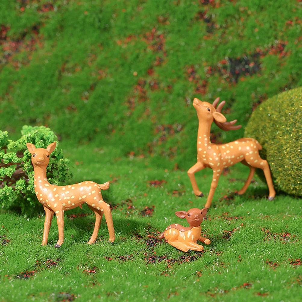 3 Pcs Vintage Gold Resin Mini Square Frames Deer Statue Realistic Fine Workmanship Lightweight Easy Placement Suitable Small