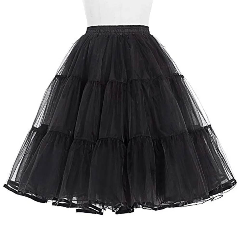 Frauen langen Tutu Rock Tüll Krinoline Vintage Petticoat Hochzeits kleid Unterrock Rockabilly Tutu flauschigen Erwachsenen Organza Petticoats