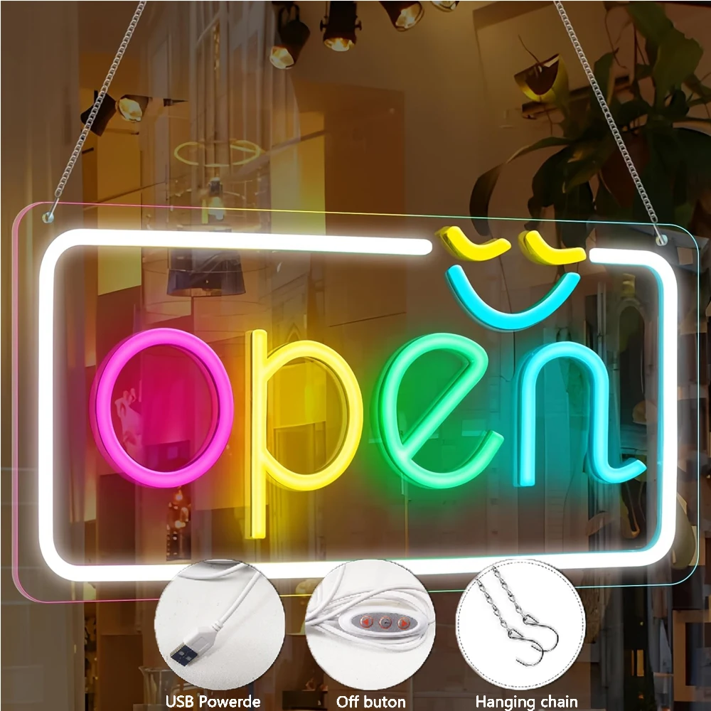 1Pc Led Neon Open Sign Bright Electric Light up Display with Ul Adapter for Shop Window, Doors, Coffee Shop, Florists, Bar, Salon view 6