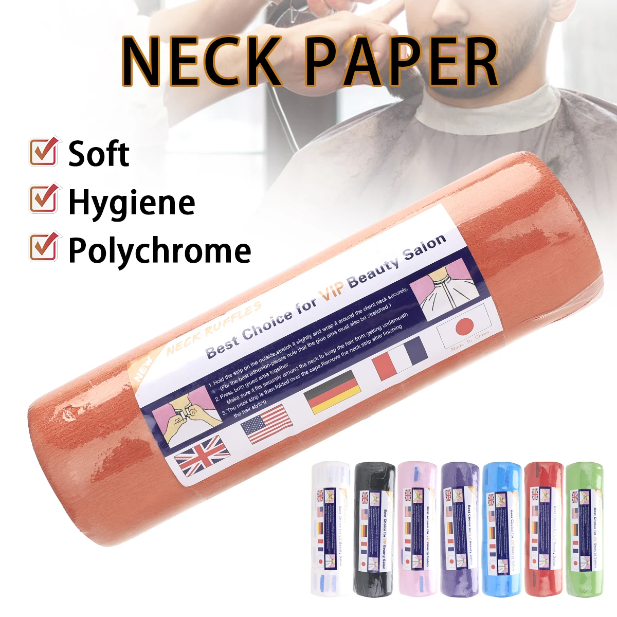 5-Roll/ Pack Elasticy Hair Cutting Neck Paper Disposable Hair Cutting Neck Paper Adjustable Eight Color  Hair Salon Styling Tool