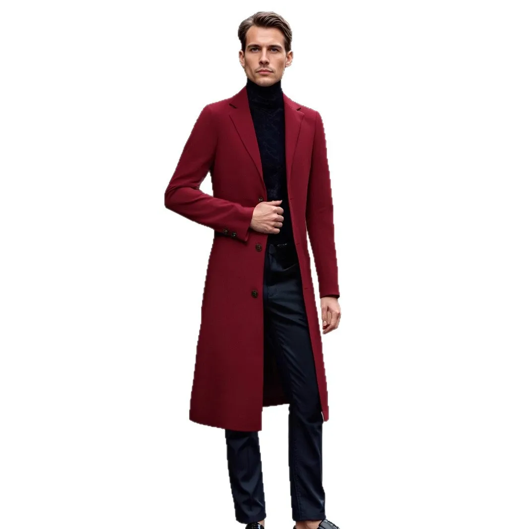 Picture 6: Men's Business Casual Trench Coat British Classic Size Woolen Classic Elegant Coat Extended Over The Knee