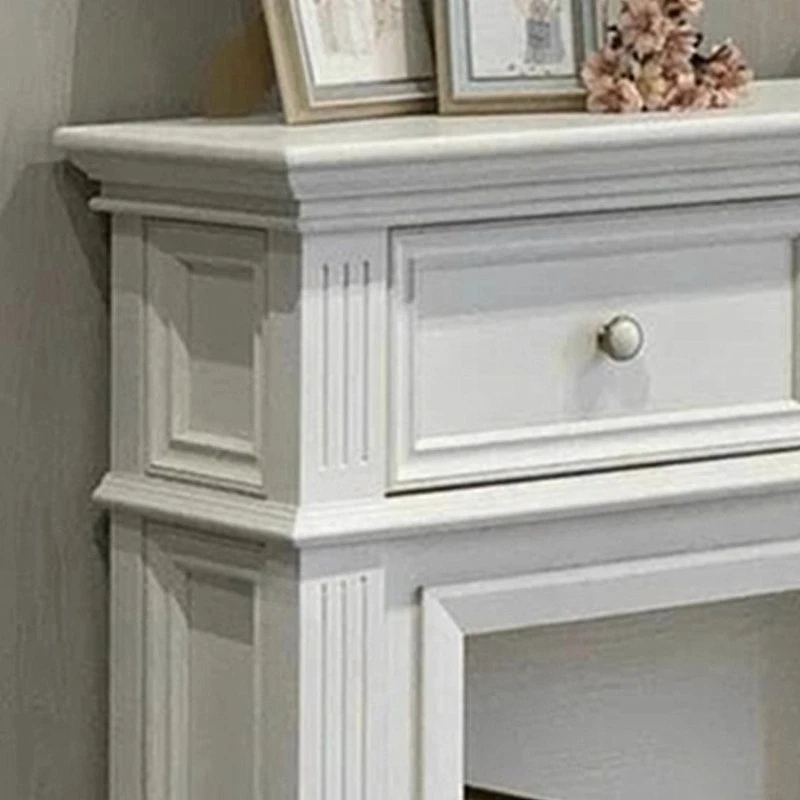French simple white solid wood fireplace cabinet new