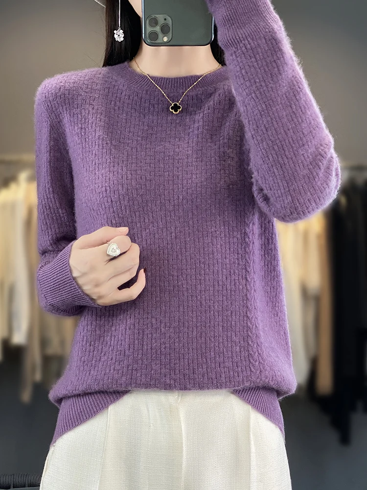 Women\'s Fashion Sweater O-Neck Pullovers Long SleeveTop Knitwear Wool Thick Warm Korean Top Autumn Winter Luxury Woman Sweaters