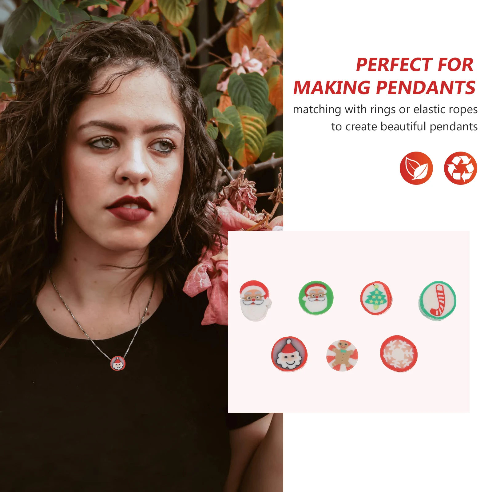 

Christmas Bead Accessories Series Punch Beads Softer Pendant DIY Charms Polymer Clay Loose Pottery Slice
