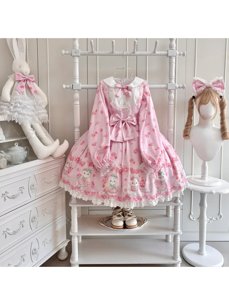 

Original Sweet Lolita Girl Op Long Sleeve Dress Japanese Lolita Classic Cute Handle Princess Dress