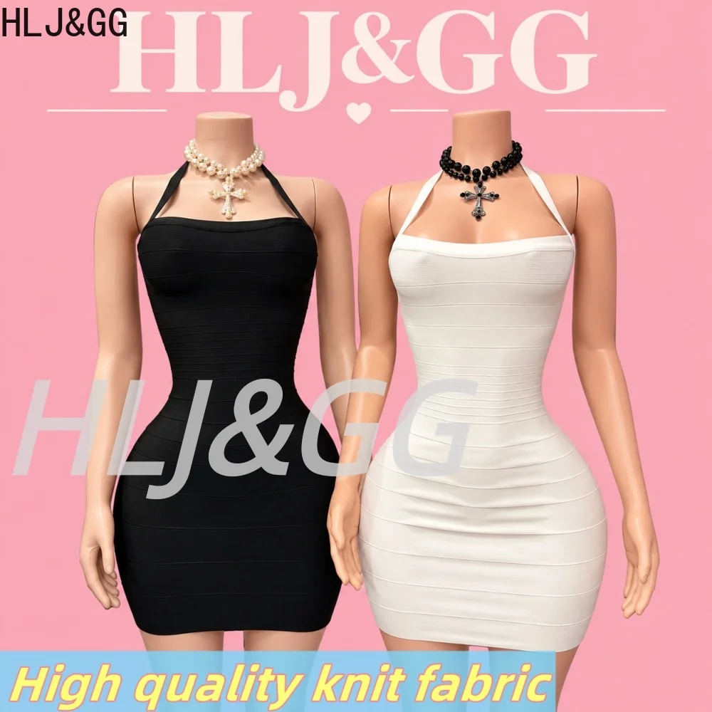 HLJ&GG 高品質 レディース ジップ付き バンテージドレス ホルターネック ノースリーブ セクシー テクスチャード ボディコン ミニドレス ストレッチ素材 スリムフィット クラブ パーティー用 1