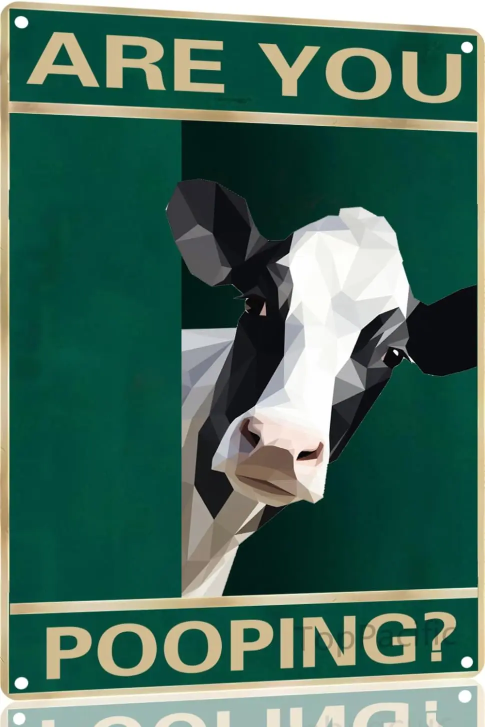 Funny Cow Are You Pooping Tin Sign Vintage Bathroom Toilet Sign Wall Decor, Aluminum 8 In for Bathroom Home Decor Man Cave(33-al