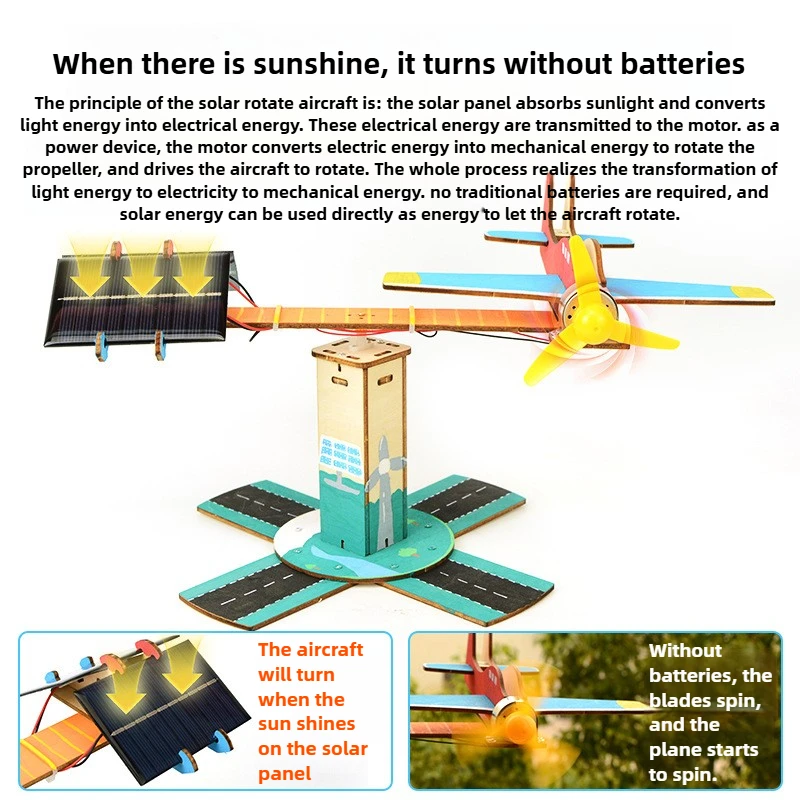 مجموعة طائرة دوارة ذاتية الصنع لعبة طائرة تعمل بالطاقة الشمسية للأطفال على تجربة علمية ومشروع STEM لتدريس الطاقة الشمسية