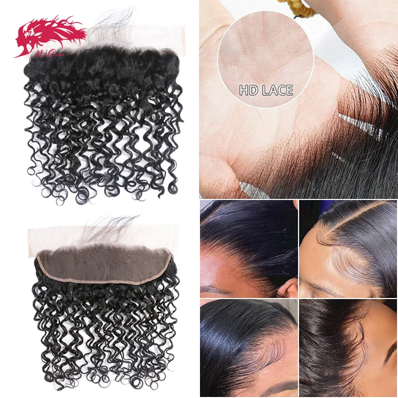 

Ali Queen Hair Water Wave Lace Frontal 13x6 13x4 Real HD Lace Closure Virgin Hair Invisible Melt Skin Free Part женские вечерние платья
