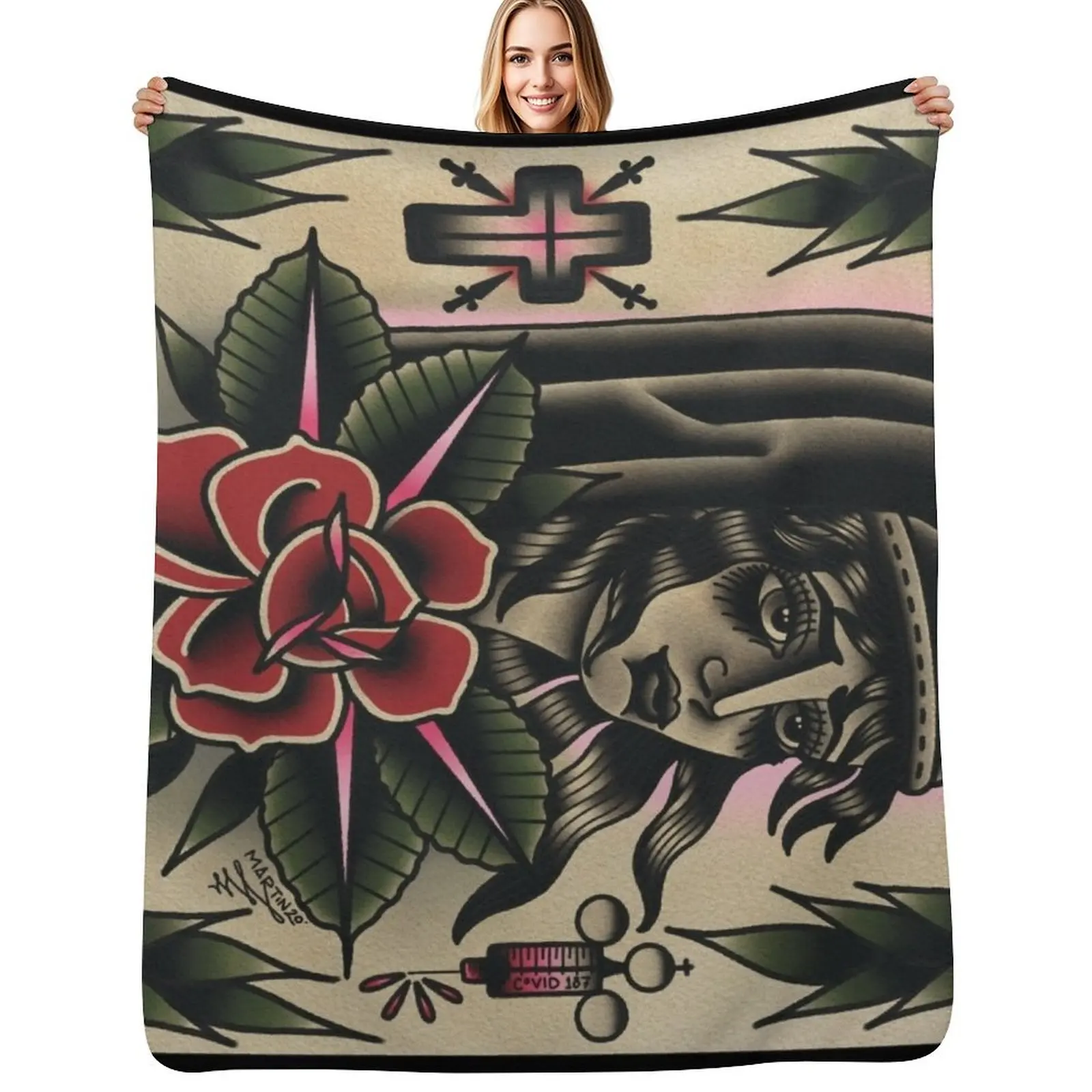 

Traditional Nurse painting(Full size Throw) Throw Blanket Soft Plaid on the sofa Plaid Bed covers Blankets